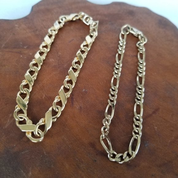 His n Hers Gold Tone Unisex Bracelets- Set of 2 - Picture 3 of 11